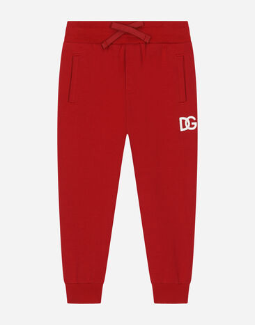 Dolce & Gabbana Jersey jogging pants with DG logo embroidery Red L4JPGDG7E5F
