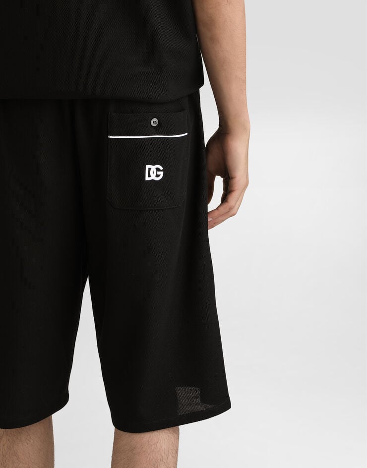 Dolce & Gabbana Hose aus Baumwollpiqué Schwarz GV5MAZHU7UT