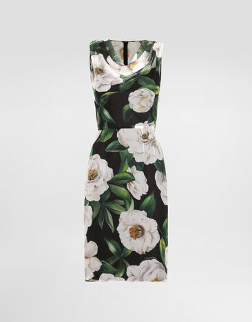 Dolce & Gabbana Gardenia-print chiffon midi dress Print F6TLBTIS1XD