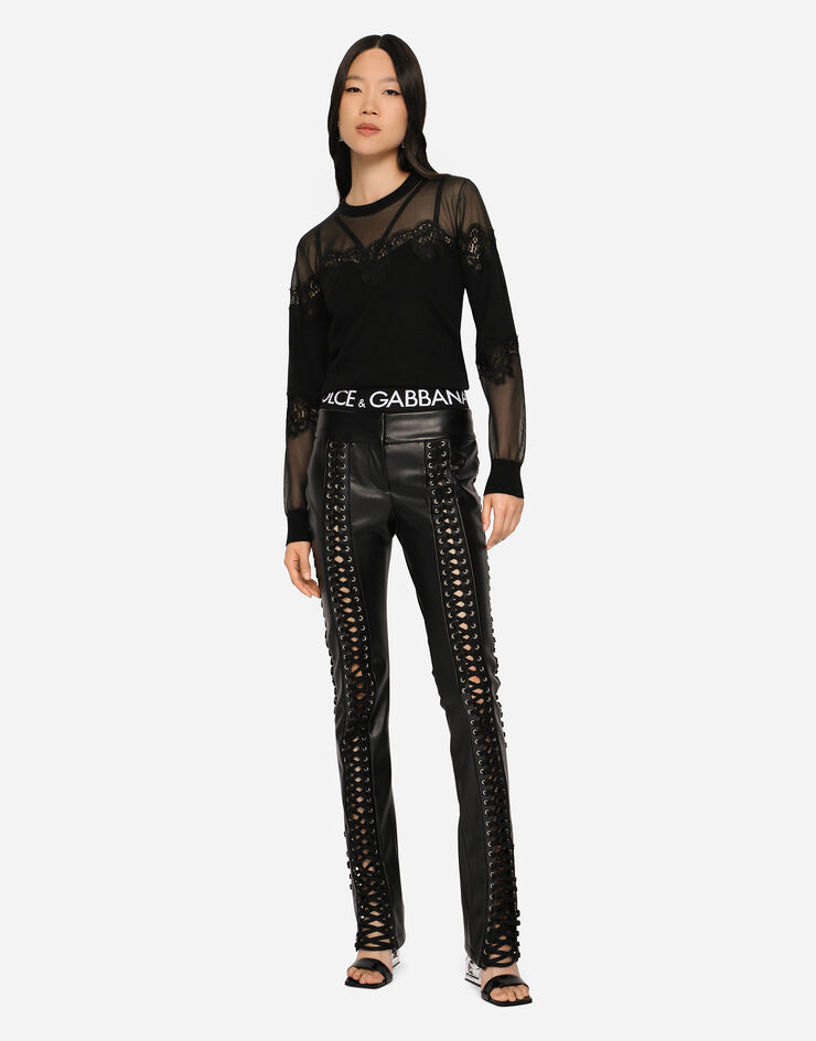 Dolce & Gabbana Cashmere, tulle and silk sweater with lace Black FXF72TJCMY0
