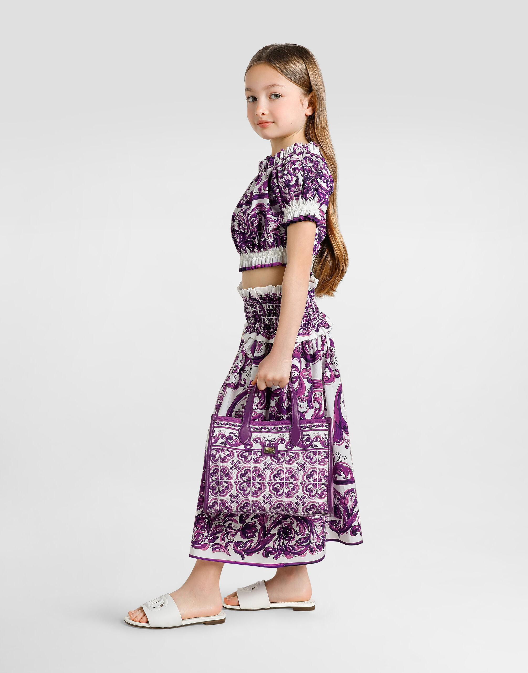 Majolica-print poplin top