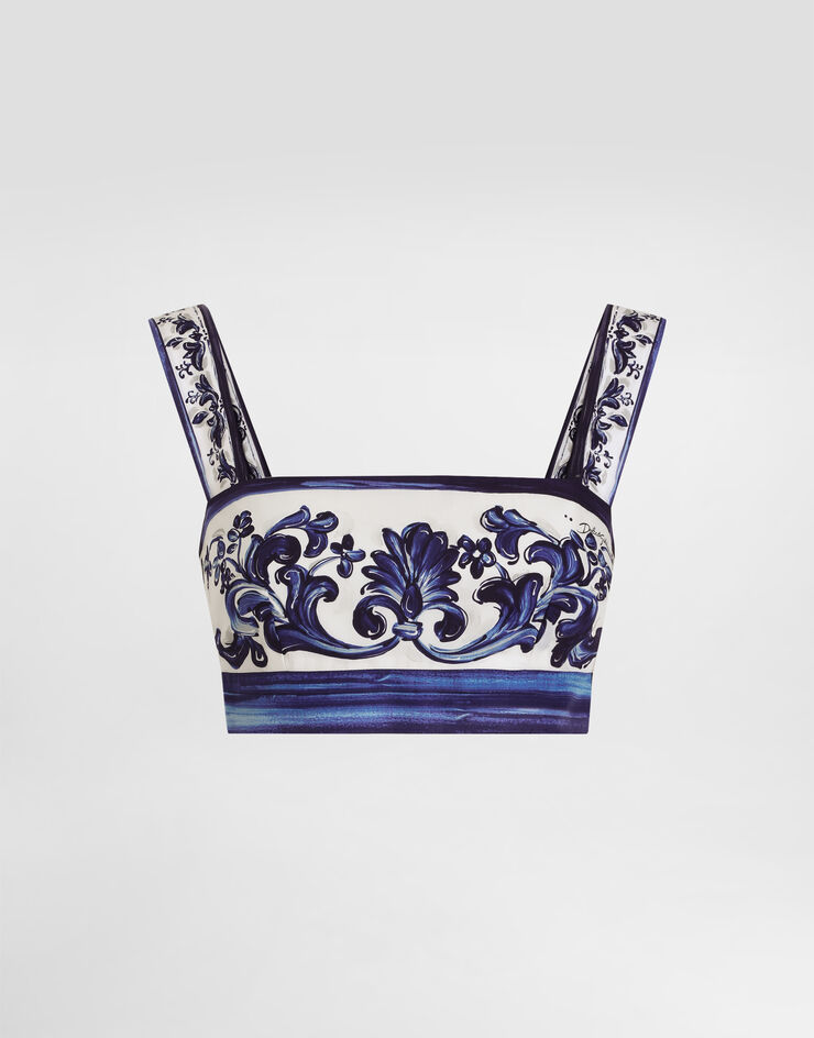 Dolce & Gabbana Top de popelina con estampado de mayólica Imprima I7S11WFI5JK
