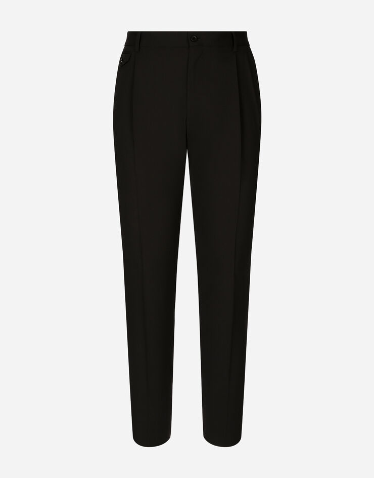 Dolce & Gabbana سروال صوف مرن أسود GY6UETGH311