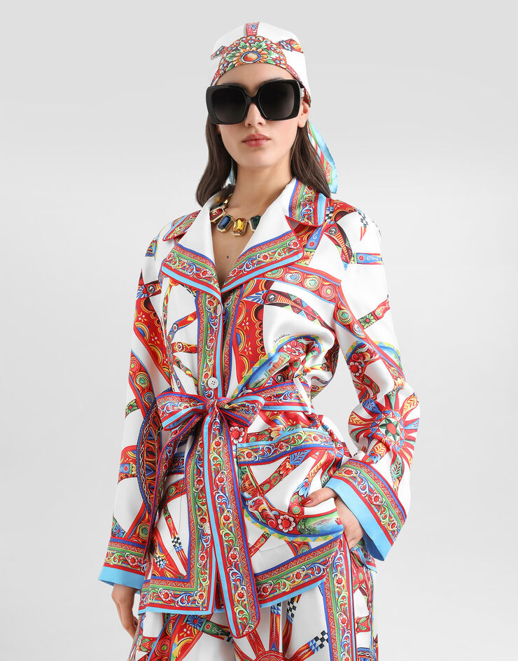 Dolce & Gabbana carretto-print silk twill vanity shirt multicolore F5Q03TGDDTI