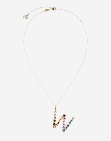 Dolce & Gabbana Rainbow alphabet W pendant in yellow gold with multicolor fine gems Gold WAMR2GWMIXA