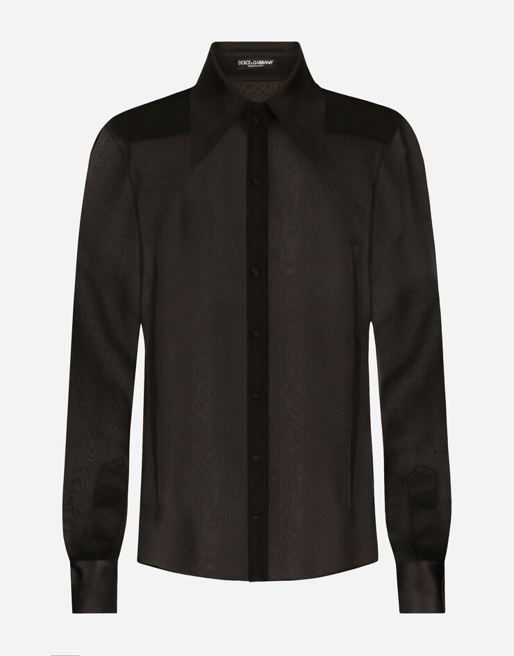 Dolce&Gabbana Рубашка из шелкового шифона с атласной отделкой черный F5R42TFU1AT