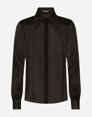 Dolce&Gabbana Silk chiffon shirt with satin details Black F6DKITFU1AT