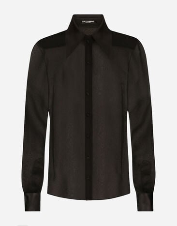 Dolce & Gabbana Camisa en chifón de seda con detalles de raso Blanco L43S67FJ5GU