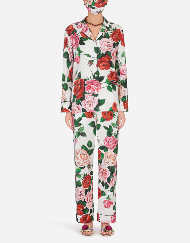 Rose-print pajama set with matching face mask in ROSE PRINT for