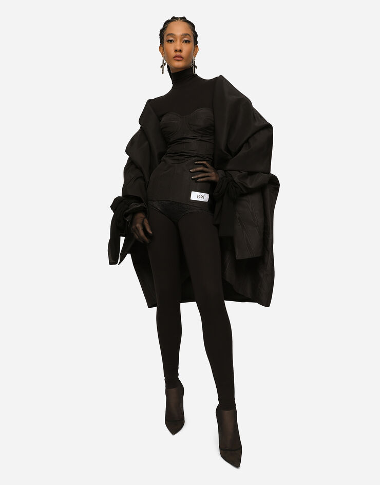 Dolce & Gabbana KIM DOLCE&GABBANA Taffeta and moiré cape with the Re-Edition label Black F0C4UTFU1CJ