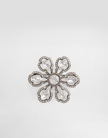 Dolce & Gabbana Sartoria floral brooch with rhinestones Silver WPS1F9W1111