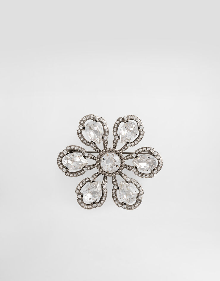 Dolce & Gabbana Sartoria floral brooch with rhinestones Silver WPS1F9W1111