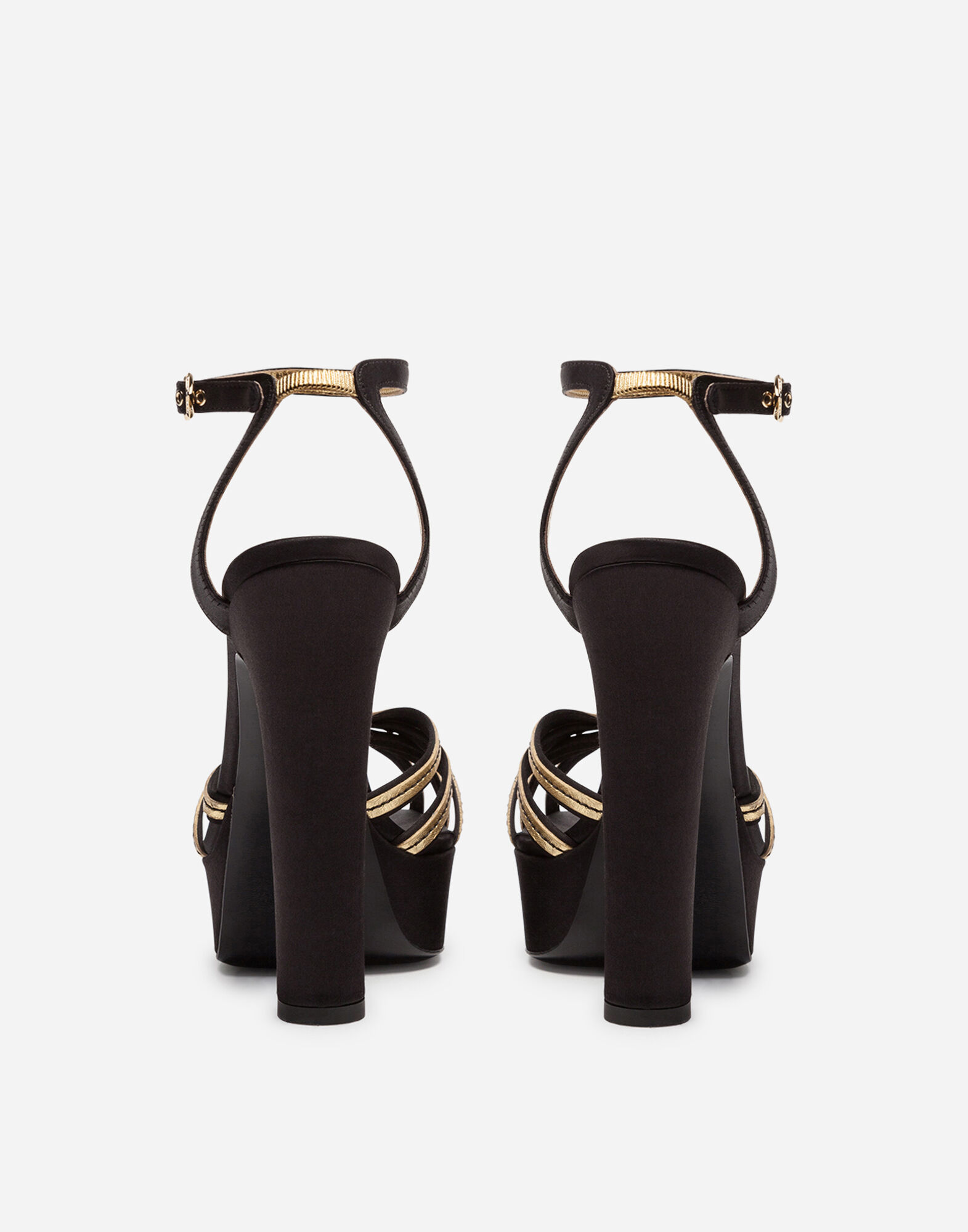 【DOLCE＆GABBANA】サテンプラットフォームサンダル Satin and mordoré platform sandals