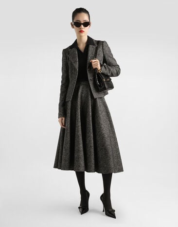 Dolce & Gabbana Wool blend dotted circle skirt Multicolor F4C6KTFMZAO