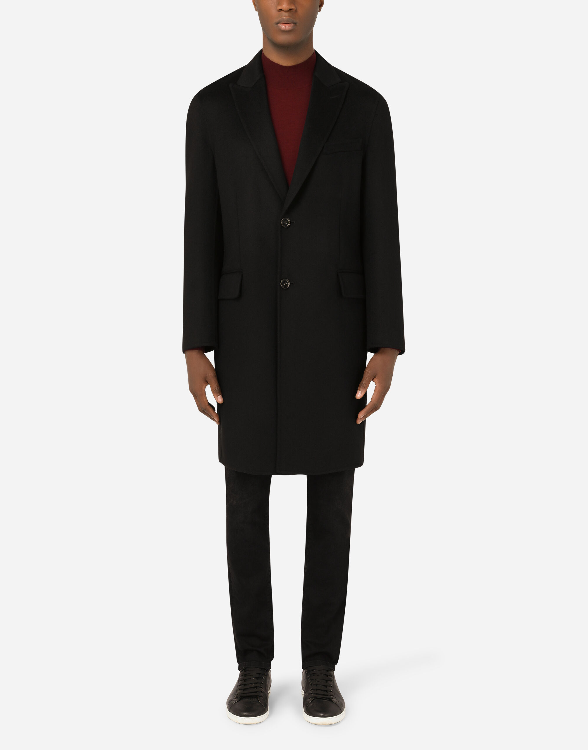 コート Dolce & Gabbana Black cashmere coat (F0E2QTFU292 N0000) Double-breasted cashmere baize coat with belt in Black for