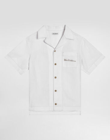 Dolce & Gabbana Non-stretch linen shirt with Dolce&Gabbana logo White L44S24FU4LH