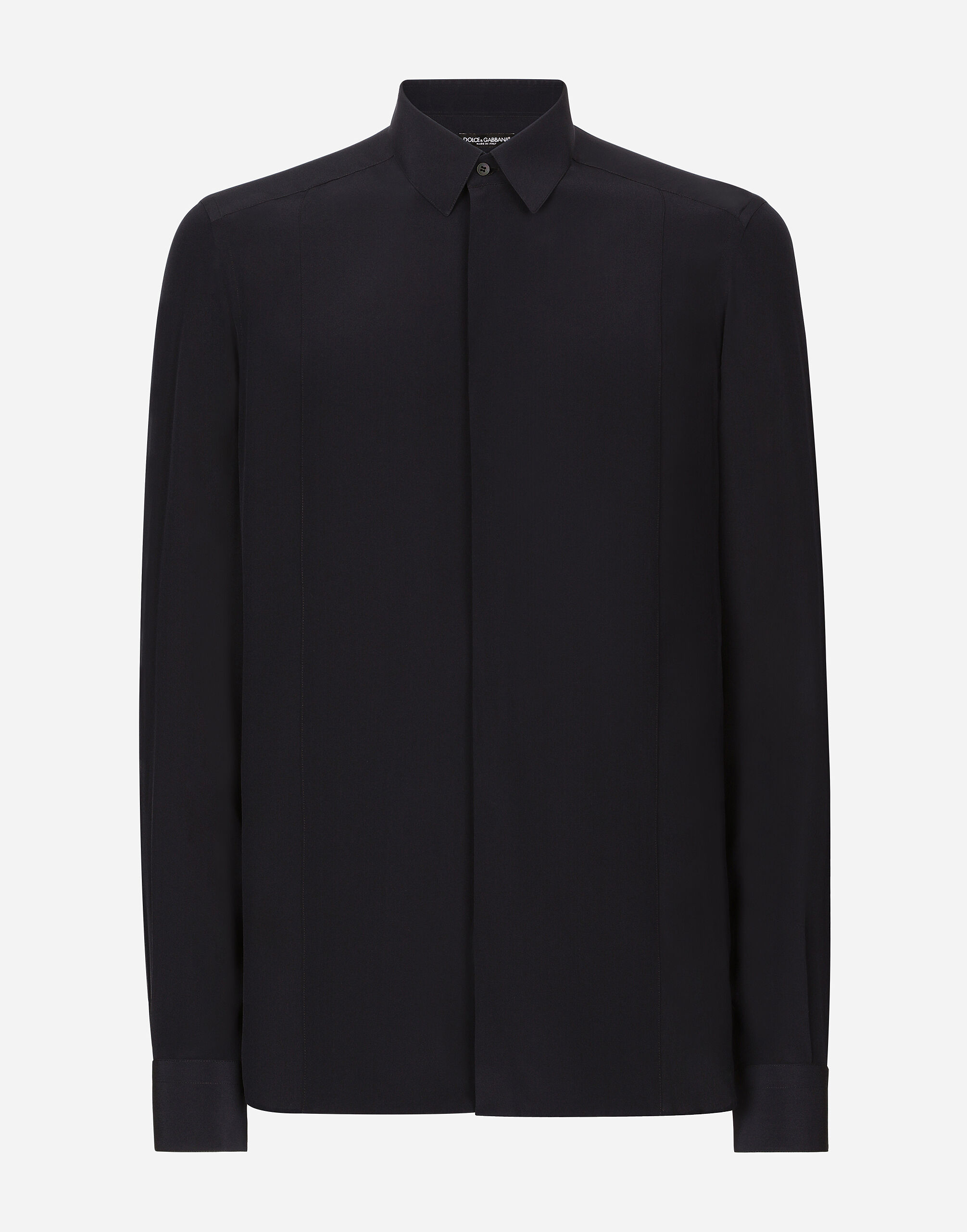 Silk crepe de chine Gold fit shirt in Blue for Men Dolce Gabbana