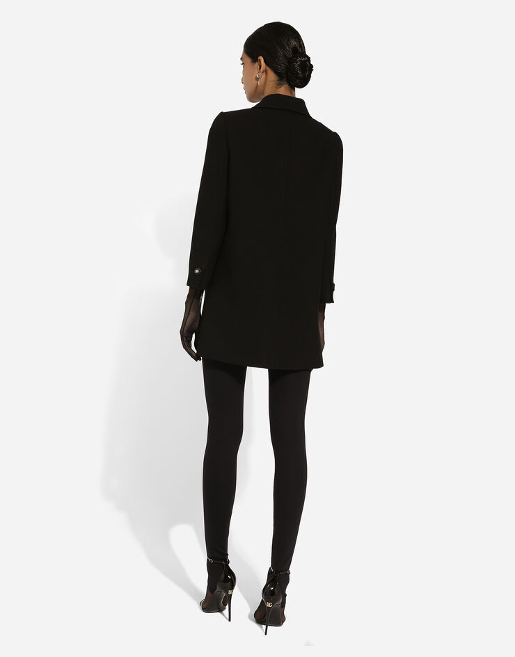 Dolce & Gabbana Cappotto corto in tela di lana Nero F0D1CTFUBFX