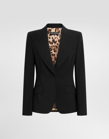Dolce & Gabbana Turlington single-breasted jacket in micro-ribbed fabric Black F2JBFTFUBG3
