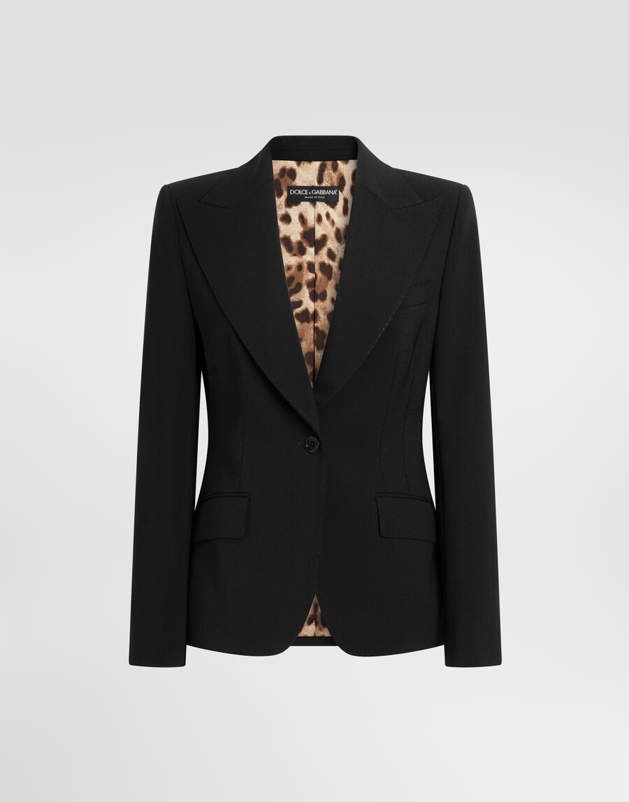 Turlington single-breasted jacket in micro-ribbed fabric