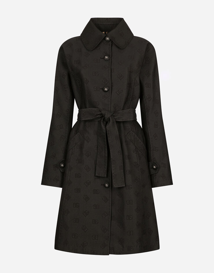 Dolce & Gabbana Quilted jacquard trench coat with DG logo Black F0C3RTHJMOW