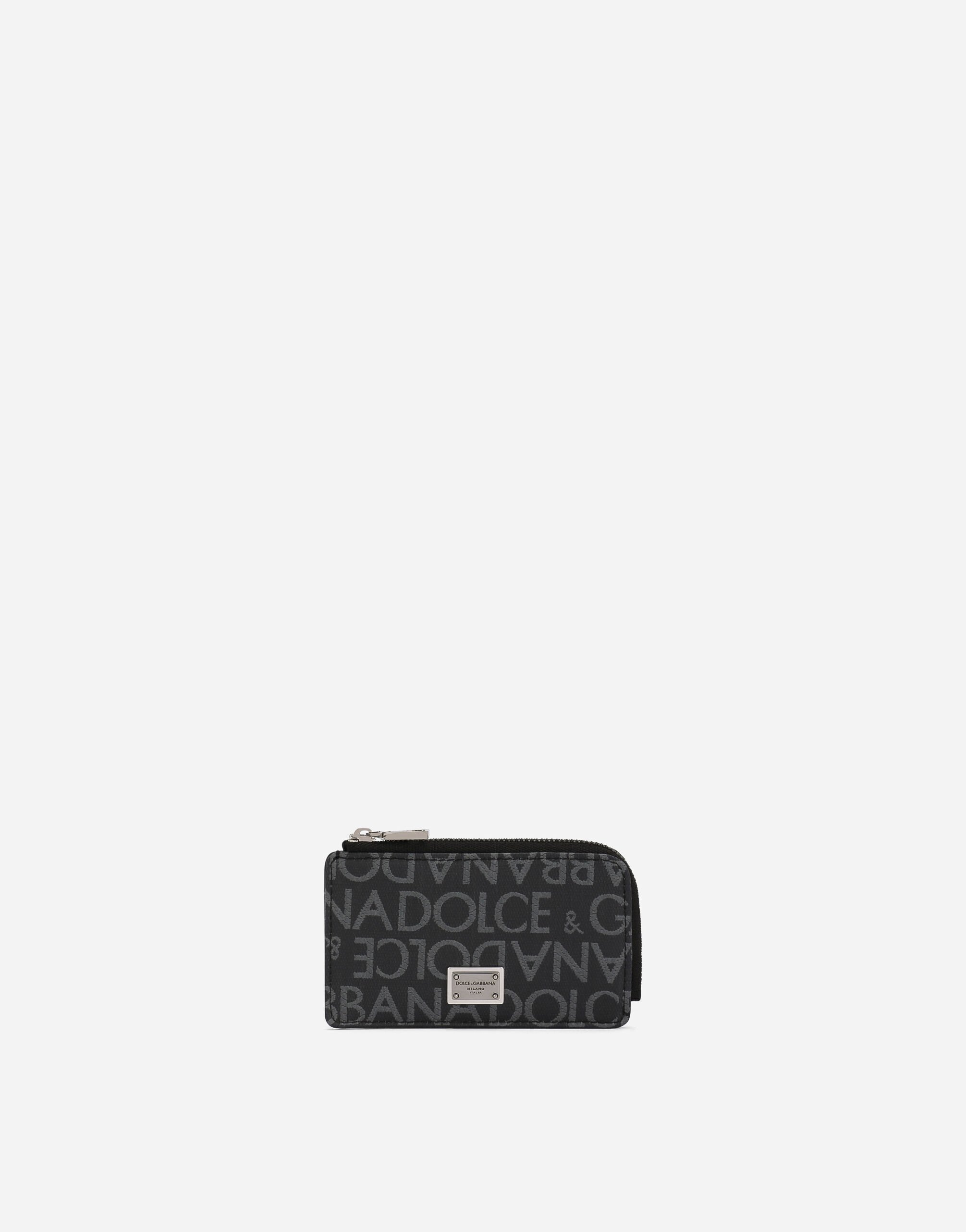 Dolce & Gabbana Kartenetui aus beschichtetem Jacquard Schwarz BP0330AW576