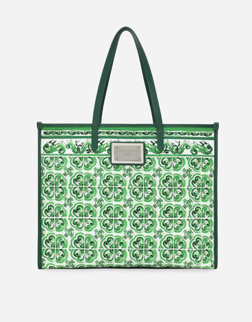 Dolce & Gabbana Großer Shopper aus Canvas Majolika-Print Drucken G5JH9TFI5JO