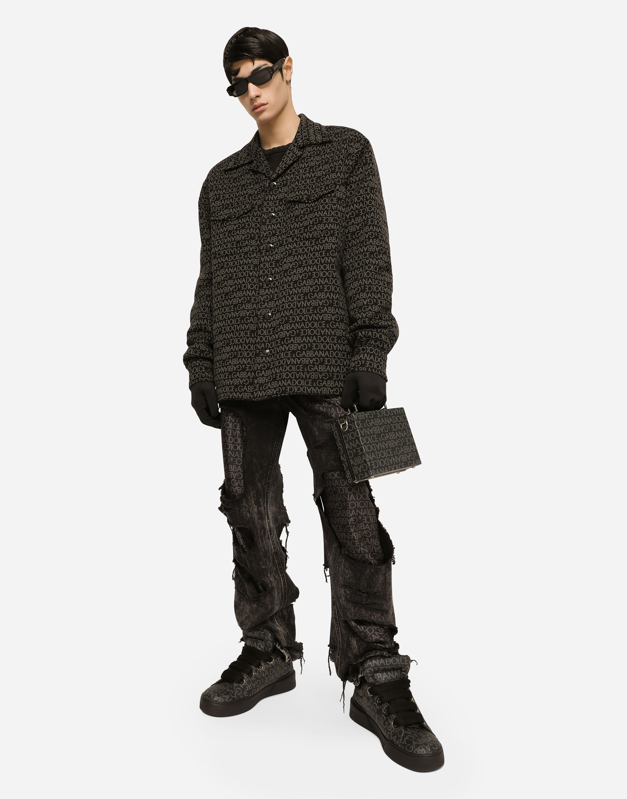 Coated jacquard box bag in Multicolor for Men | Dolce&Gabbana®