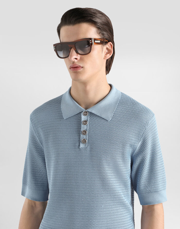 Dolce & Gabbana Silk polo shirt Azure GXZCTZJBSQ2