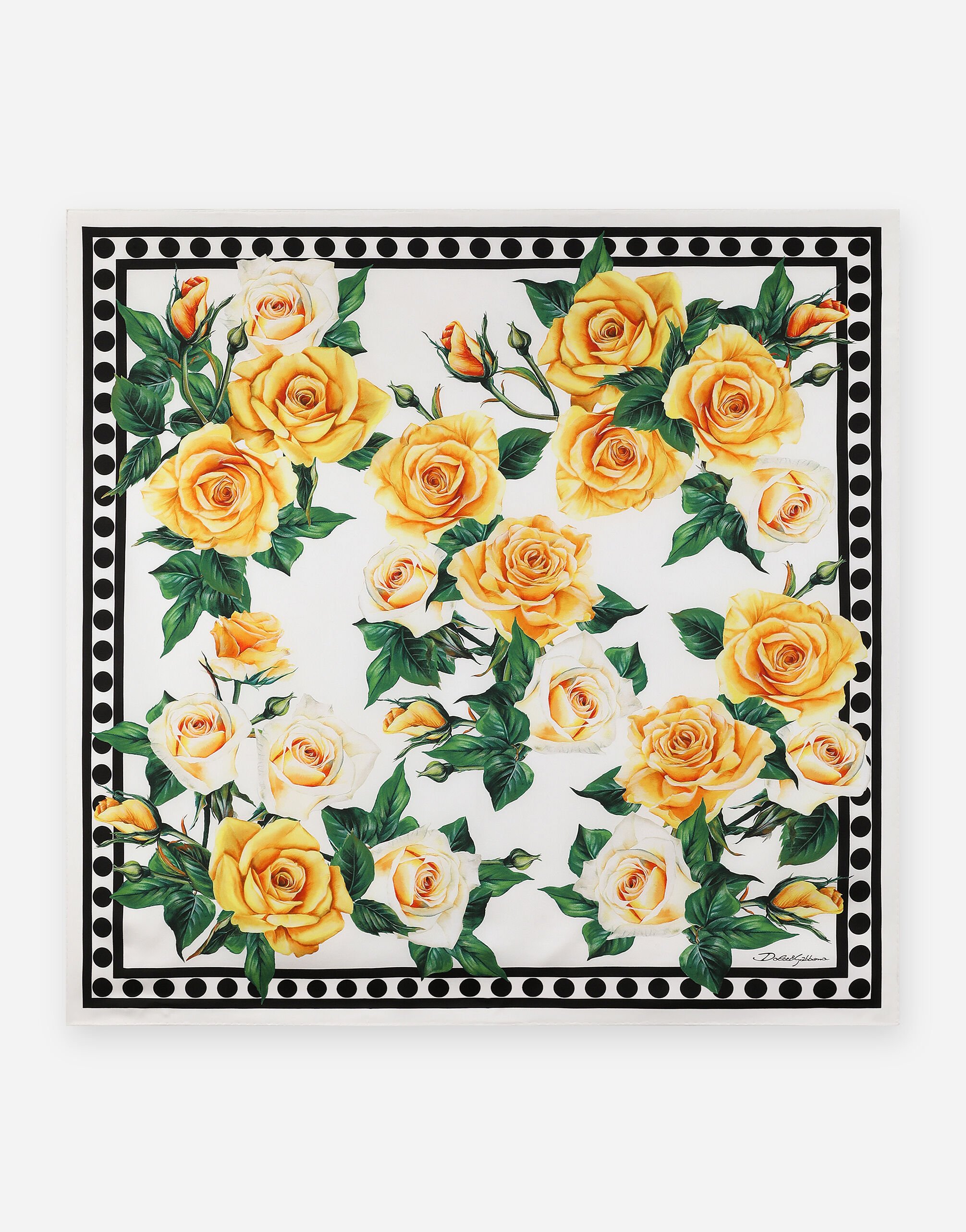 Dolce & Gabbana Twill scarf with yellow rose print (90 x 90) Print FN093RGDCLA