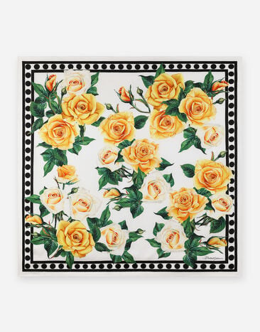 Dolce & Gabbana Fular 90 x 90 de sarga con estampado de rosas amarillas Estampado FN090RGDAWX