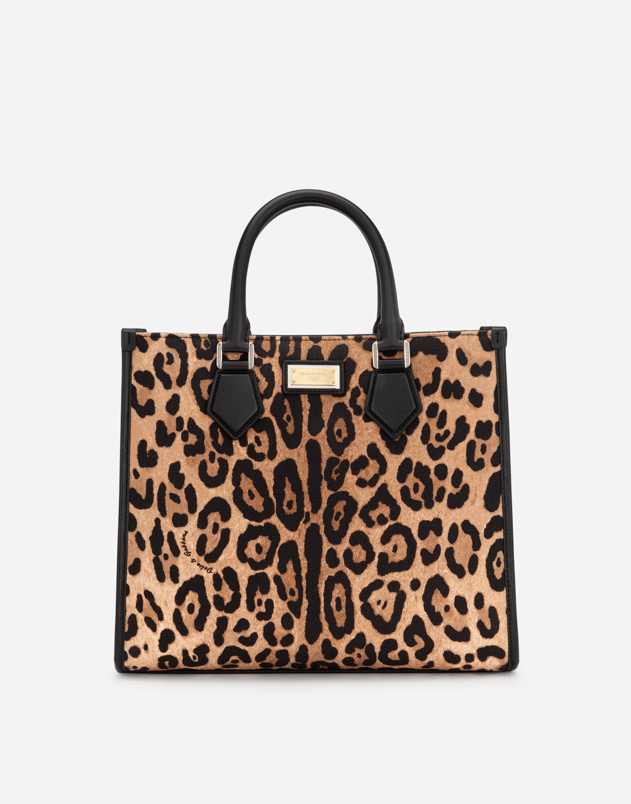 Dolce & Gabbana Leopard-print canvas shopper with calfskin nappa details Multicolor BM2272AO998