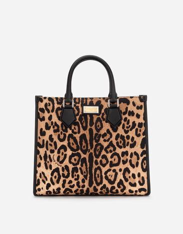 Dolce & Gabbana Leopard-print canvas shopper with calfskin nappa details Multicolor BM2012AY859