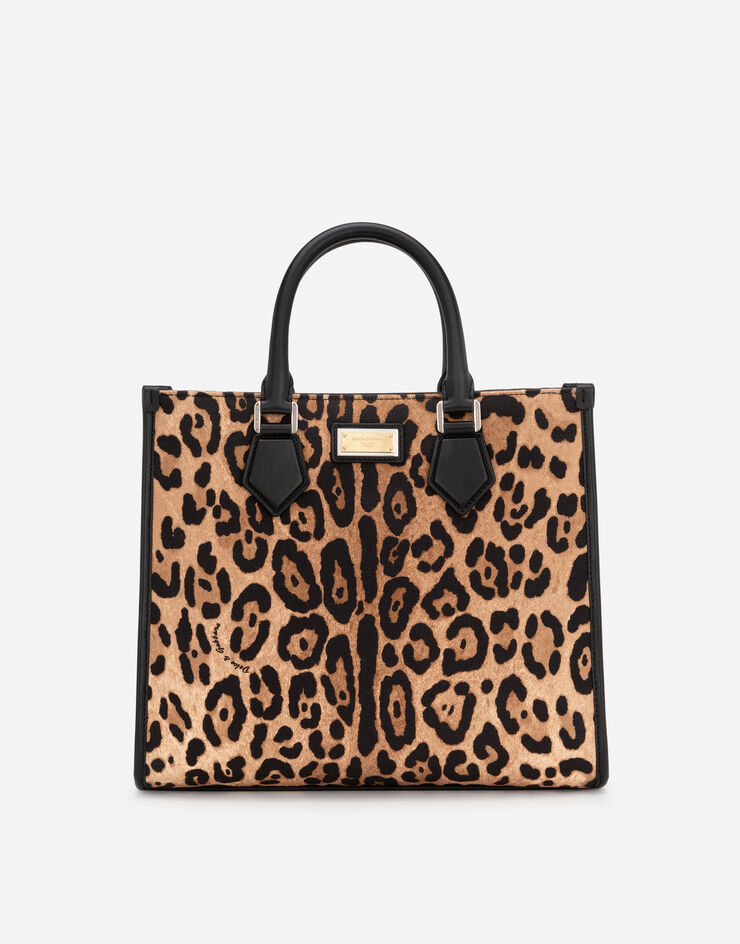 Dolce & Gabbana Leopard-print canvas shopper with calfskin nappa details Multicolor BM2012AY859
