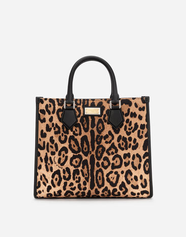 Dolce & Gabbana Leopard-print canvas shopper with calfskin nappa details Blue BM2123AG182