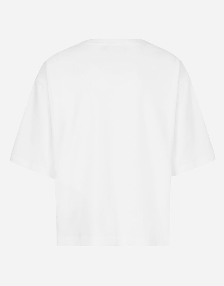 Dolce & Gabbana Camiseta de punto con inscripción del logotipo Dolce&Gabbana Blanco F8V12ZGDCNW