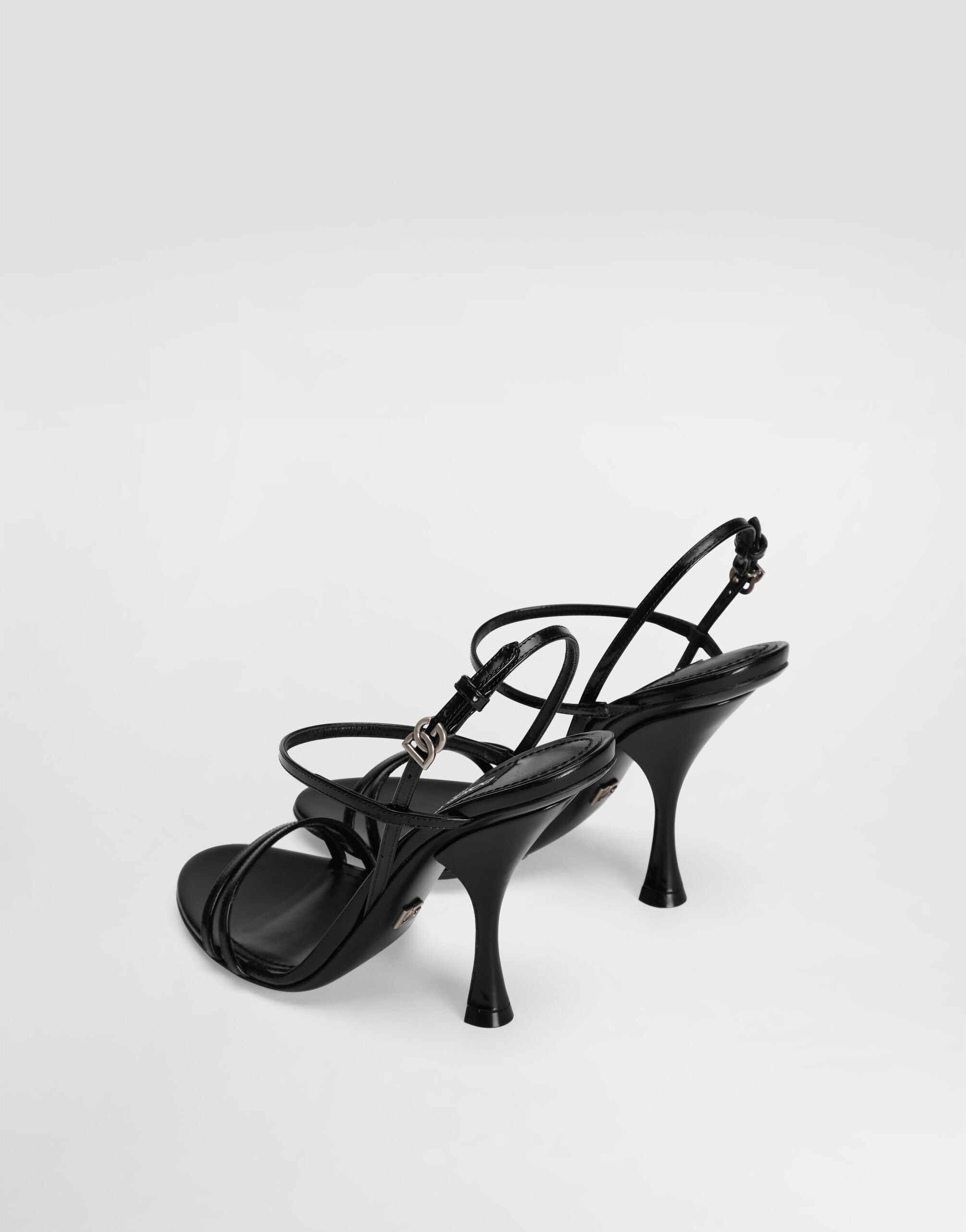 Polished calfskin sandals in Black for Women | Dolce&Gabbana® US