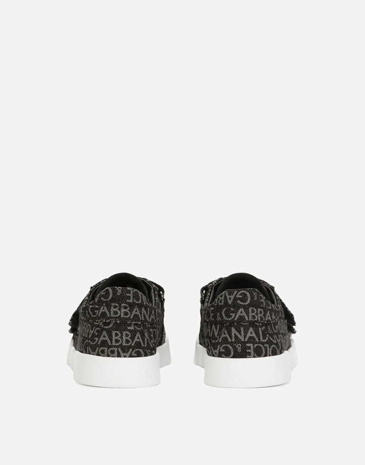Dolce&Gabbana Sneaker Portofino vintage in nylon stampato Nero DA5174AL125