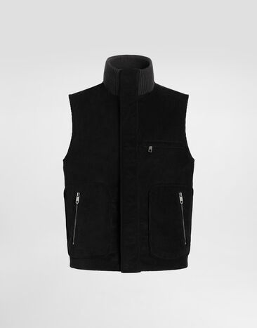 Dolce & Gabbana Sleeveless fine-wale corduroy gilet Brown G9BRTTFUVET