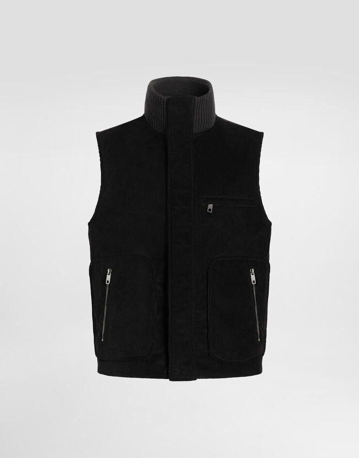 Dolce & Gabbana Sleeveless fine-wale corduroy gilet Brown G9BRTTFUVET