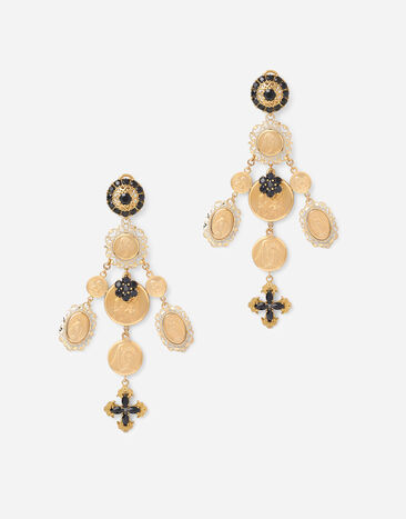 Dolce & Gabbana Sicily earrings in yellow 18kt gold with medals Gold WALK5GWYE01