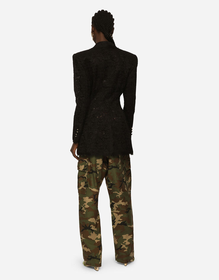 Dolce & Gabbana Double-breasted cordonetto lace jacket Black F29NHTHLMQ9