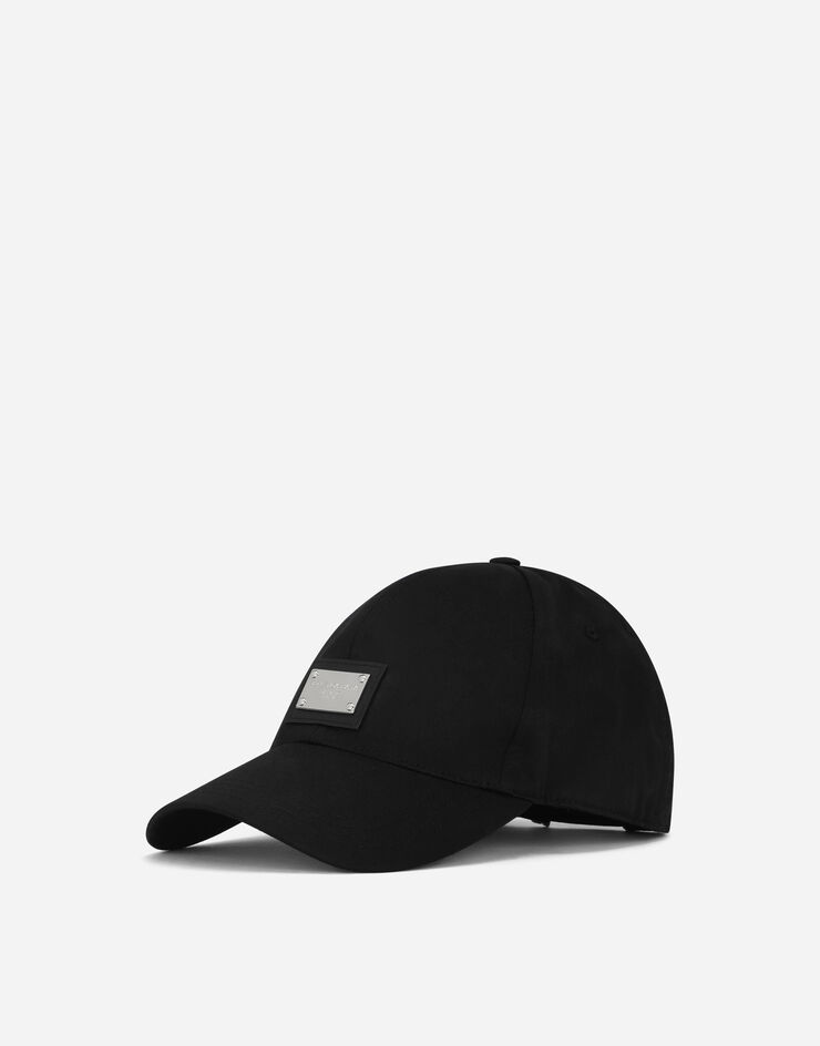 Cotton baseball cap with branded tag in Black for | Dolce&Gabbana® US