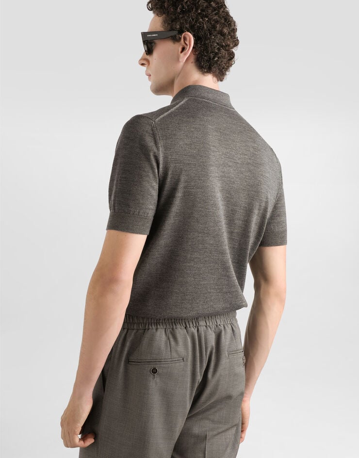Dolce & Gabbana Virgin wool polo shirt Grey GXZ02ZJDVG8