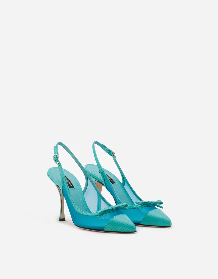 Dolce & Gabbana Sling back shoes in iguana print leather and mesh TURCHESE CG0400AX047