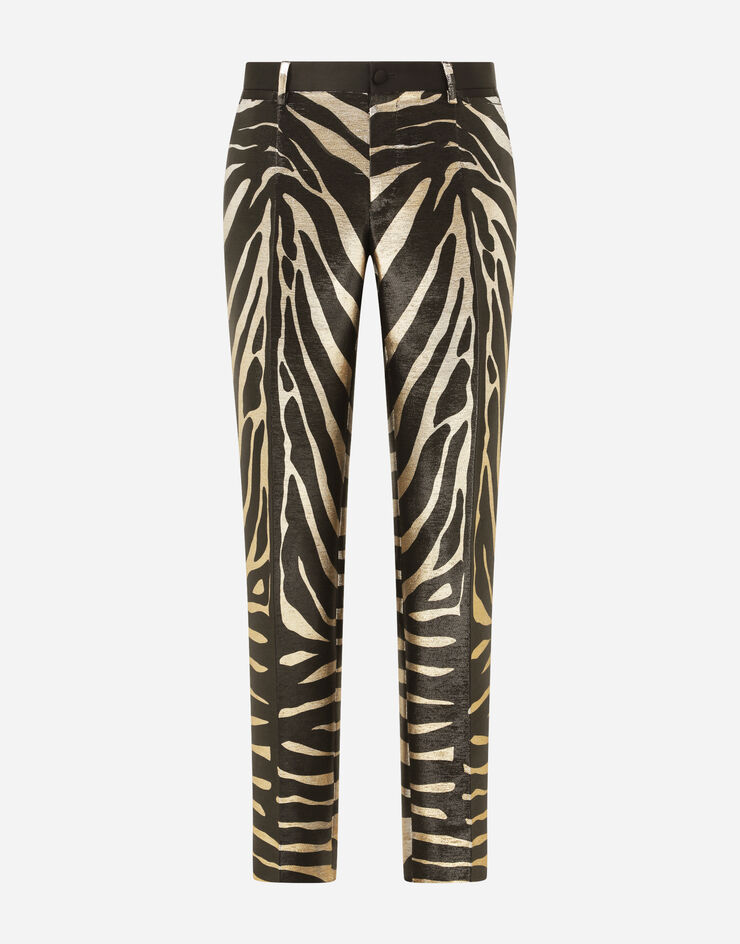 Zebra-print satin lamé pants in Multicolor for Men