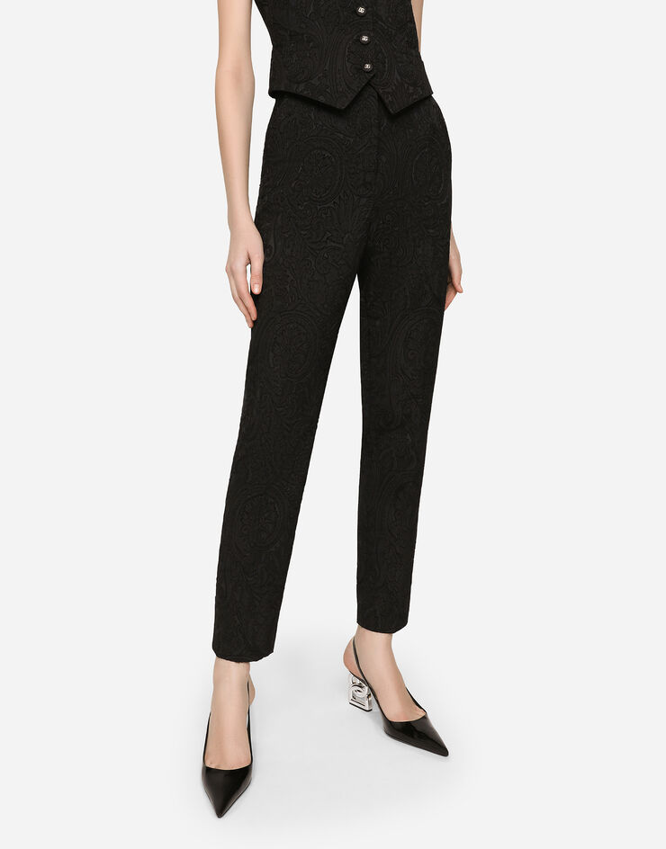 Dolce & Gabbana High-waisted ornamental jacquard pants Black FTAM2TFJUBL