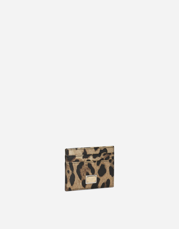 Dolce & Gabbana حافظة بطاقات من جلد عجل مصقول بطبعة فهد طبعة جلود الحيوانات BI0330AM568