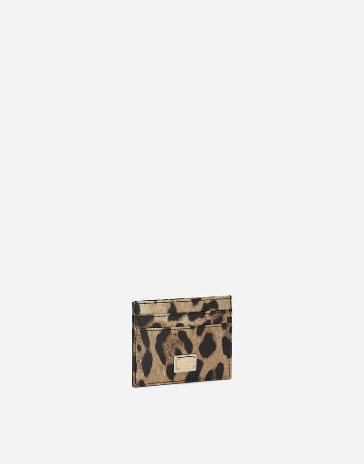 Dolce & Gabbana Polished calfskin card holder with leopard print Animal Print BI0330AM568