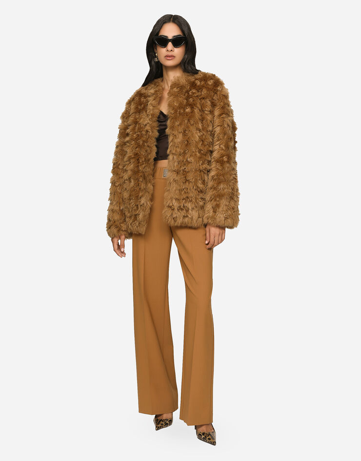 Faux fur jacket in Yellow for Women Dolce&Gabbana®